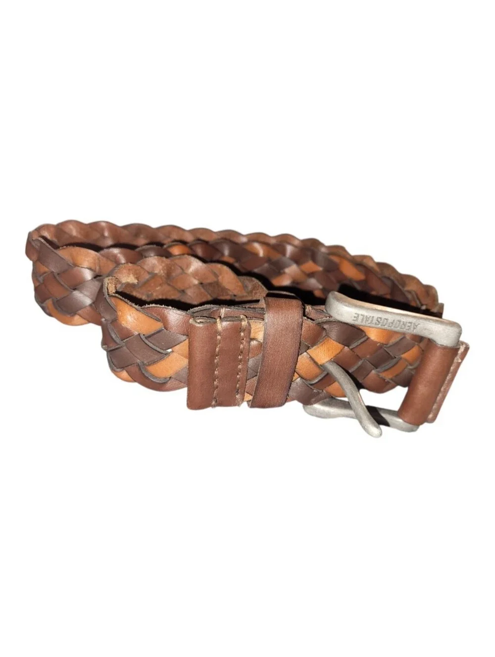 Aeropostale Mens Woven Leather Belt L 36